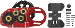 2Low Gearbox Motor Gear Dual Speed Transmission Durable Lightweight RC Car Gearbox SCX10 II III Capra 1/10 (Red)