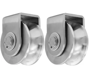 2Pack Pulley Block U Type Single Wheel Pulley Block Duplex Bearing 304 Stainless Steel Smooth Loading 880lb/400Kg for Material Handling and Moving