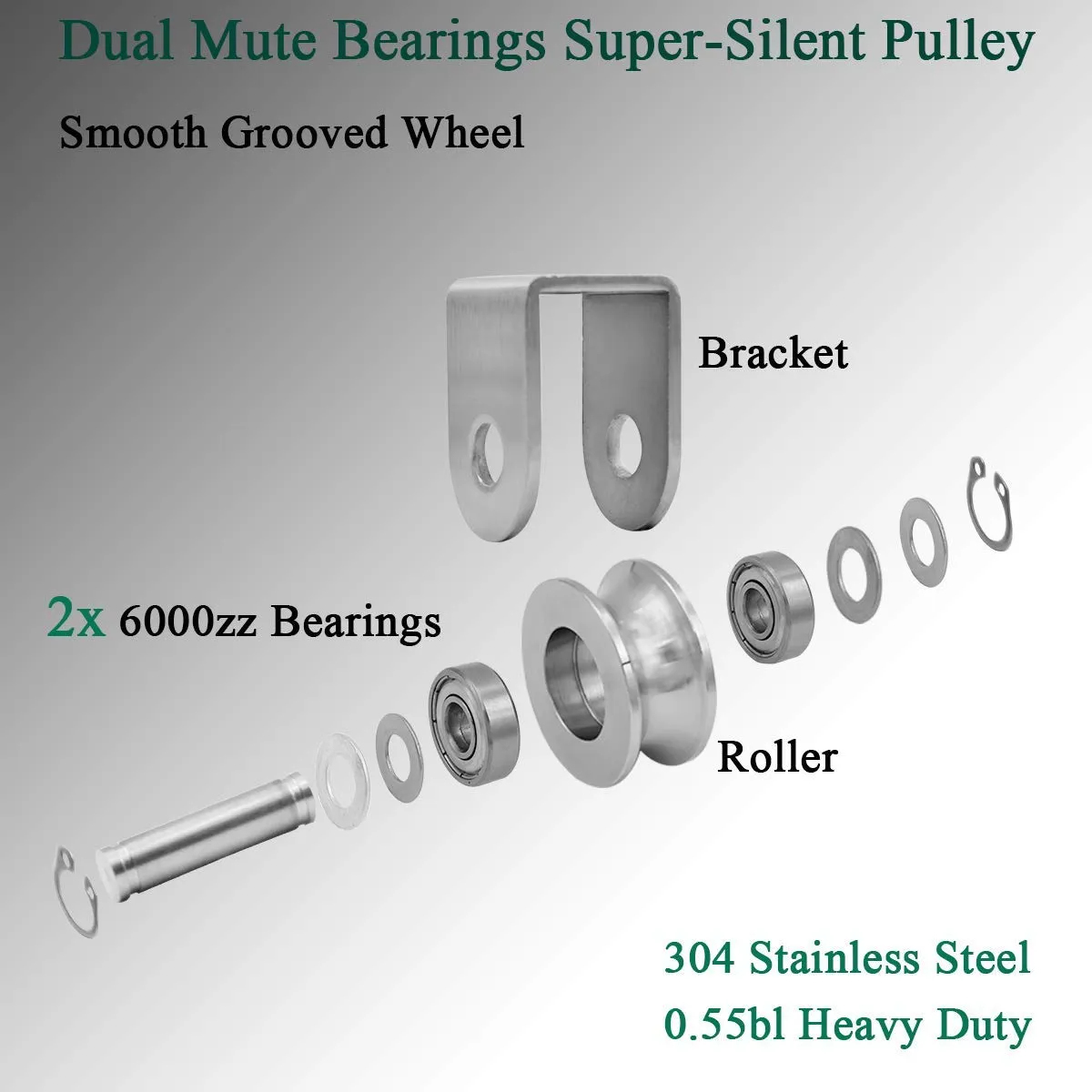 2Pack Pulley Block U Type Single Wheel Pulley Block Duplex Bearing 304 Stainless Steel Smooth Loading 880lb/400Kg for Material Handling and Moving