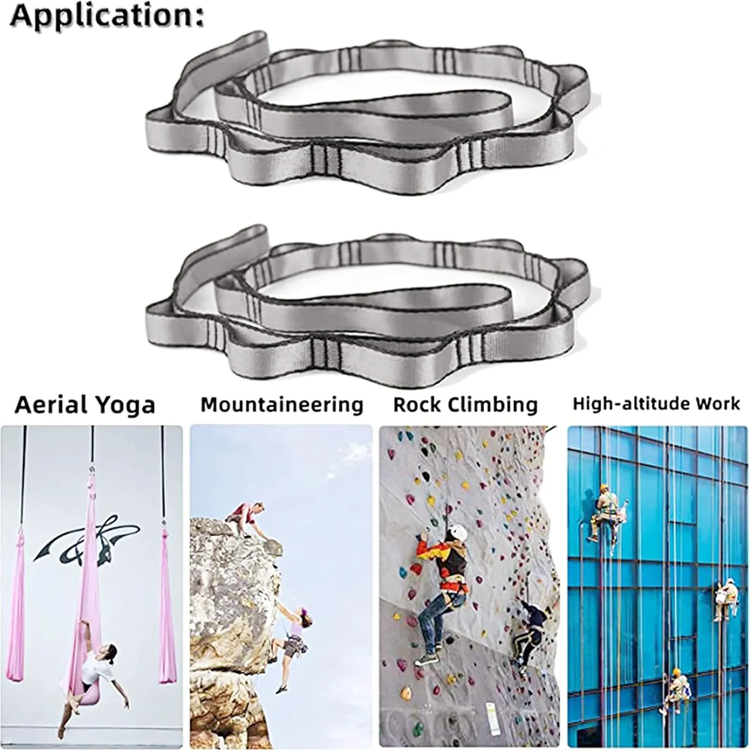 2Pcs 22KN Strong Climbing Strap Daisy Chain Nylon Daisy Chain Adjustable Strap Rope ，Length 110/150/180cmYoga Extend Belt