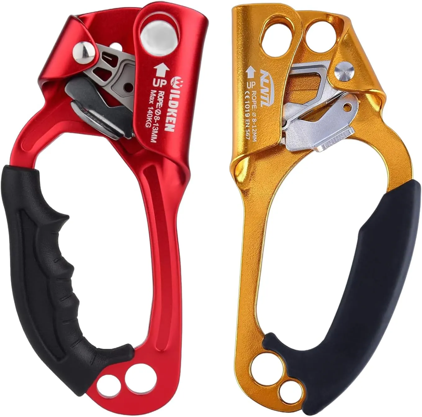 2pcs Climbing Hand Ascender Outdoor Mountaineering Tree Arborist Climbing Rappelling Equip Hand Ascender for Rope Left Right Hand Ascender