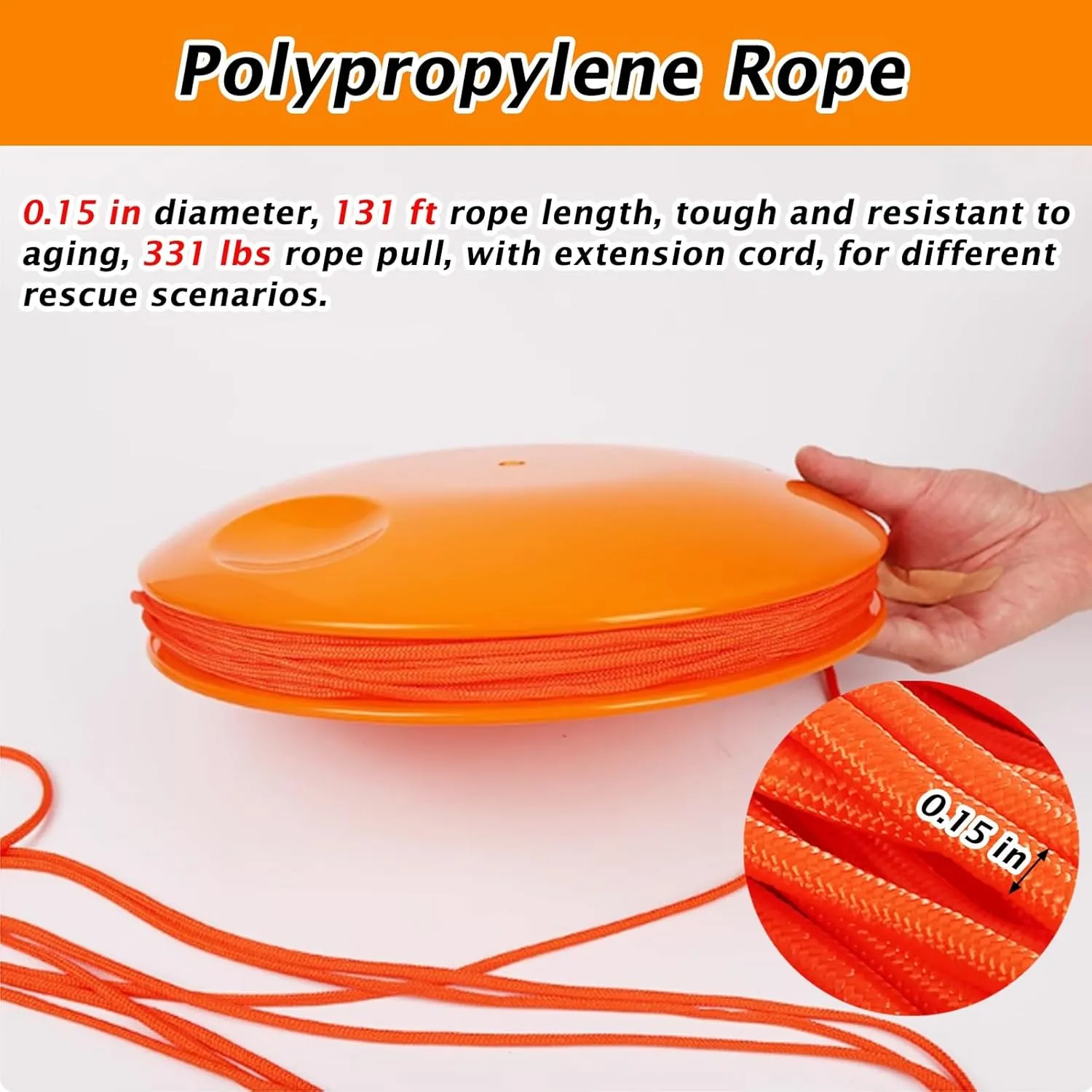 3 5 7 Pieces Water Rescue Throwing Frisbee, Drowning Emergency Rescues Disc with 131 Ft Length & 0.15 in Diameter Rope, Marine Handthrow Life Saving Device for Flood Relief(1 Piece)