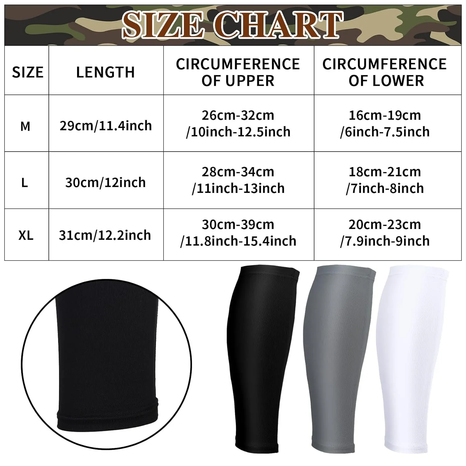 3 Pairs Calf Compression Sleeves for Men And Women Football Leg Sleeve Footless Compression Sock for Running Athlete Cycling (Black, White, Gray, X-Large)