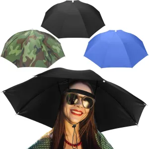 3 Pcs Fishing Umbrella Hat 27'' Adjustable Hands Free Foldable Head Umbrella Cap UV Protection Waterproof for women men fishing summer