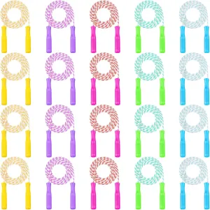 30 Pack Jump Rope for Kids Stripe Ropes with Plastic Handles 8.2 Feet Nylon Jumping Rope Adjustable Weighted Braided Fitness Skipping Rope for Outdoor Exercise Sport Party Equipment, Assorted Colors