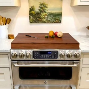 30x22 Noodle Board Stove Cover Wood with Handles, Wooden Stovetop Cover Board for Gas Stove and Electric Stove Top, kitchen sink cover for counter space, Acacia