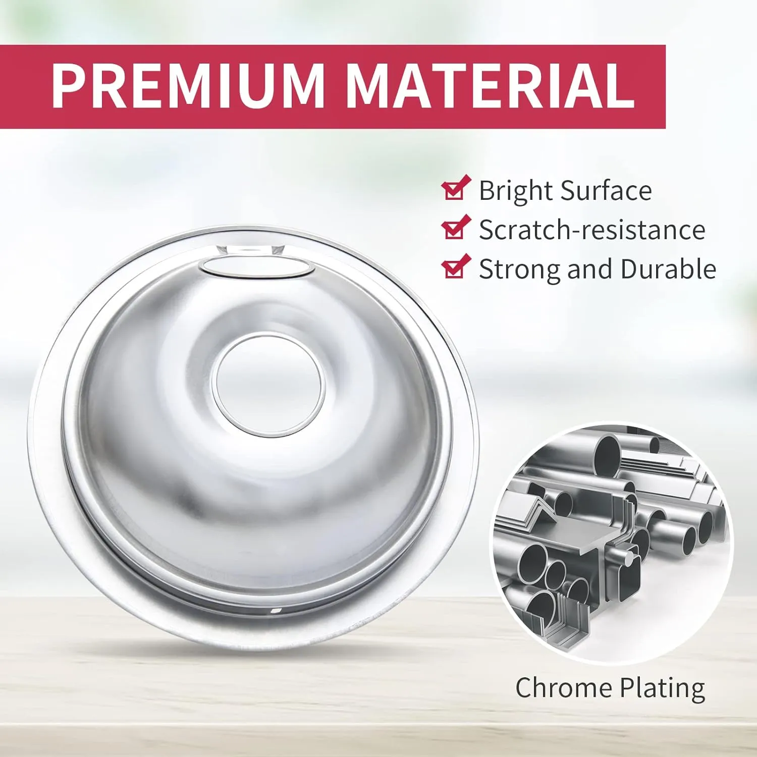 316048413 and 316048414 Stove Burner Drip Pans for Electric Stove Top - Perfectly Fit Frigidaire Kenmore Electric Range -Thickening to Prevent Bending and Rust - Include 2 x 6 in, 2 x 8 in