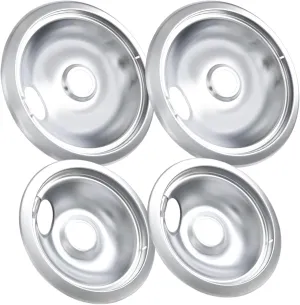 316048413 and 316048414 Stove Burner Drip Pans for Electric Stove Top - Perfectly Fit Frigidaire Kenmore Electric Range -Thickening to Prevent Bending and Rust - Include 2 x 6 in, 2 x 8 in