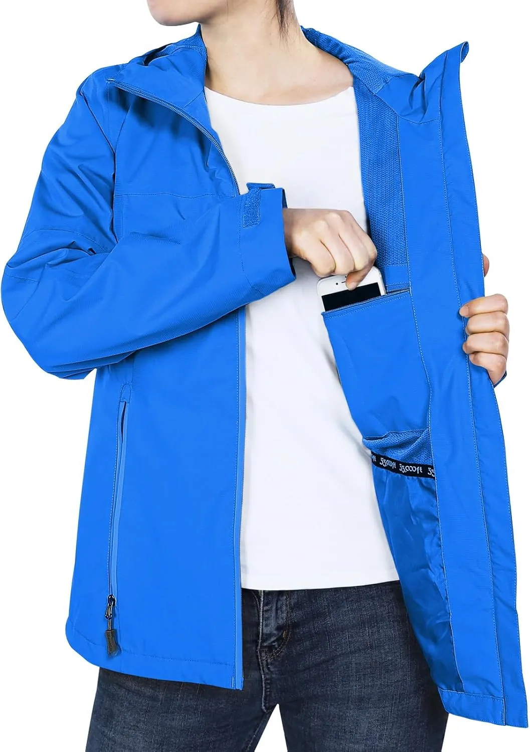 33,000ft Packable Rain Jacket Women Lightweight Waterproof Raincoat with Hood Cycling Bike Jacket Windbreaker