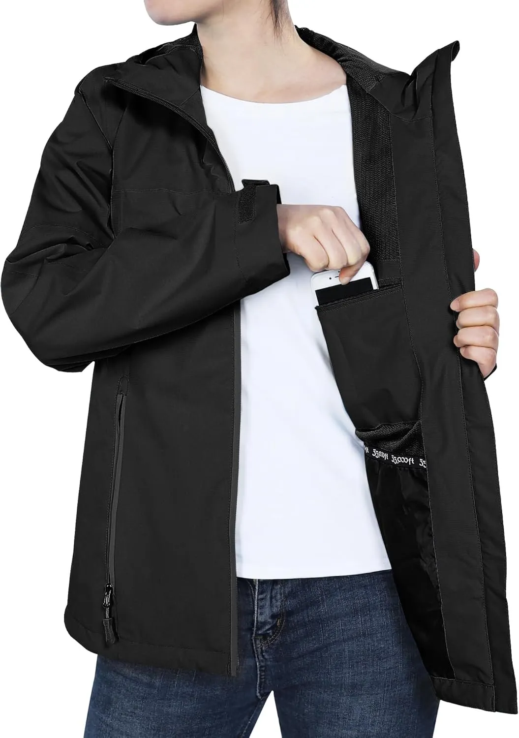 33,000ft Packable Rain Jacket Women Lightweight Waterproof Raincoat with Hood Cycling Bike Jacket Windbreaker