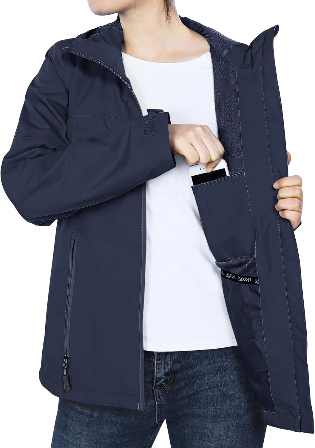 33,000ft Packable Rain Jacket Women Lightweight Waterproof Raincoat with Hood Cycling Bike Jacket Windbreaker