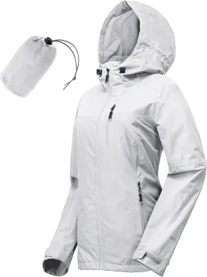 33,000ft Packable Rain Jacket Women Lightweight Waterproof Raincoat with Hood Cycling Bike Jacket Windbreaker