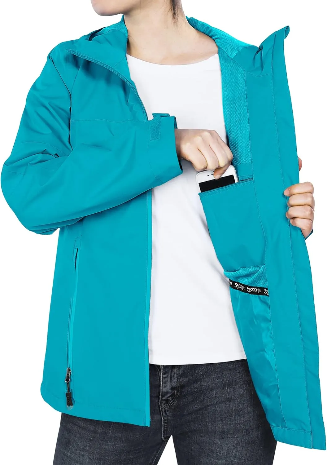 33,000ft Packable Rain Jacket Women Lightweight Waterproof Raincoat with Hood Cycling Bike Jacket Windbreaker