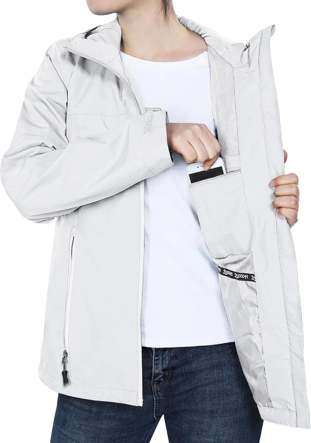 33,000ft Packable Rain Jacket Women Lightweight Waterproof Raincoat with Hood Cycling Bike Jacket Windbreaker