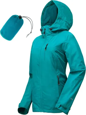 33,000ft Packable Rain Jacket Women Lightweight Waterproof Raincoat with Hood Cycling Bike Jacket Windbreaker