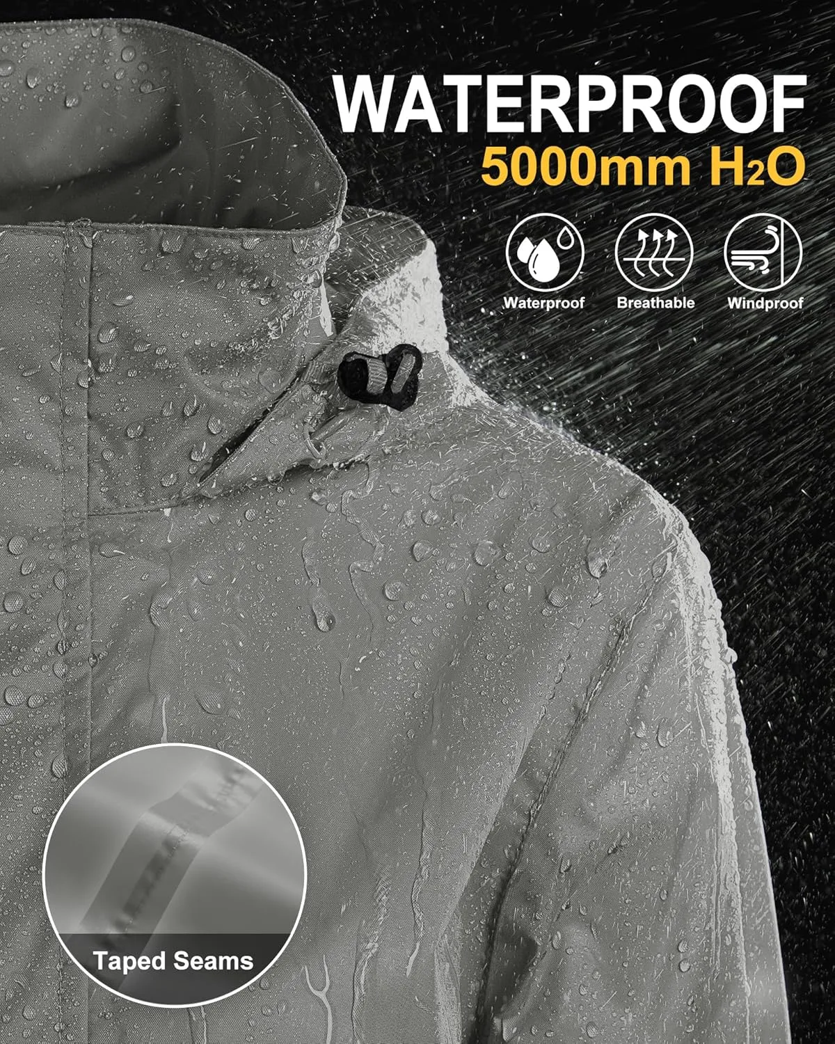 33,000ft Women's Rain Jacket Waterproof Lightweight Packable Raincoat with Hood for Golf Hiking Travel Windbreaker
