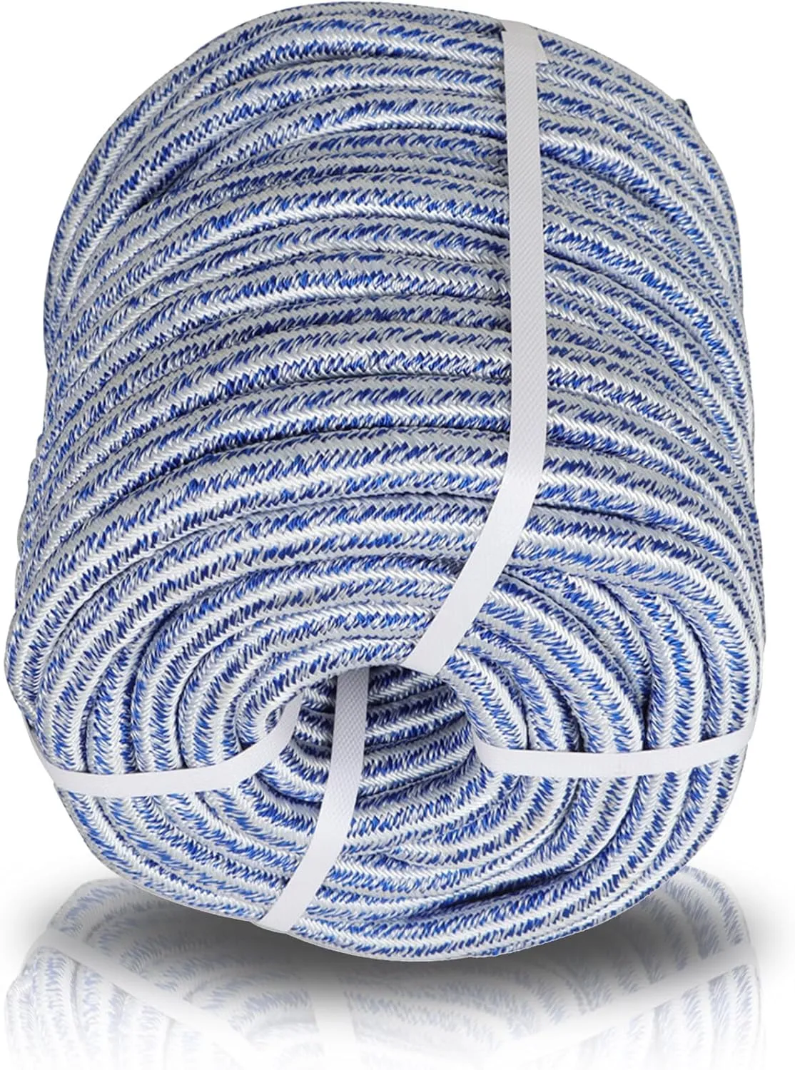 3/4 Inch 200 Feet 24 Strand Braided Rope 20000 Pounds Breaking Strength Polyester Rope Suitable for Swing Camping Tree Work Blue White