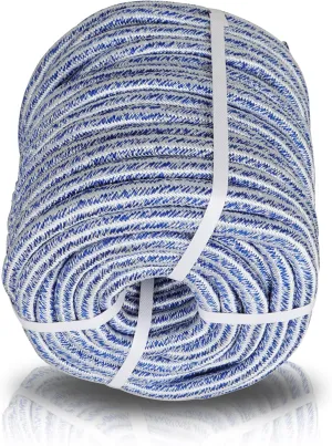 3/4 Inch 200 Feet 24 Strand Braided Rope 20000 Pounds Breaking Strength Polyester Rope Suitable for Swing Camping Tree Work Blue White