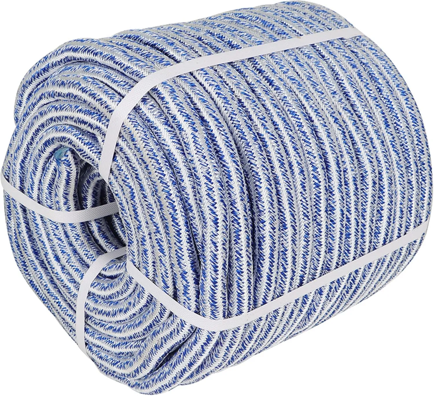 3/4 x 200FT, High Force Braided Polyester Arborist Tree Rope, 24 Strand Bull Rope, Pulling Rope, Heavy Duty Tree Rope for Swings, Camping (Blue and White)