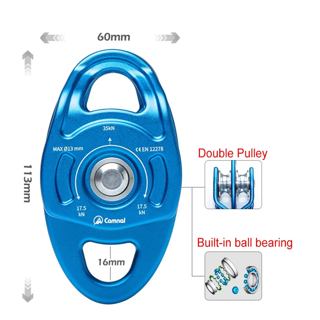 35KN Double Pulley – Professional Twin Sheave Climbing Pulley for Rigging & Hauling