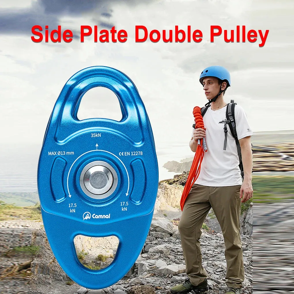 35KN Double Pulley – Professional Twin Sheave Climbing Pulley for Rigging & Hauling