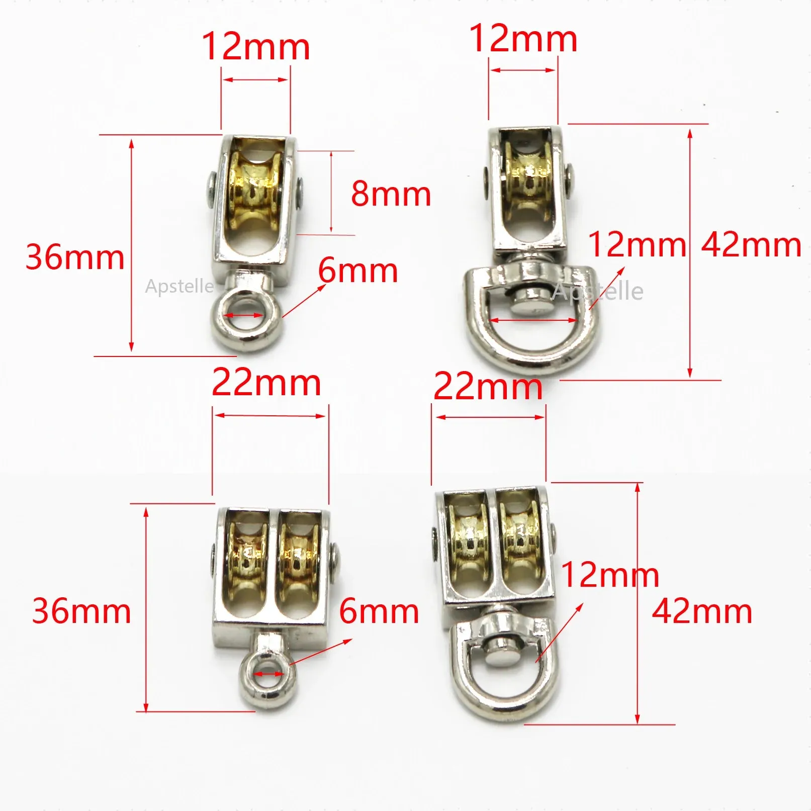 36/48/52/58/75/86mm Lifting Rope Roller Pulley Wheel Climbing Mini Pulleys Metal Sheave Zinc Alloy Katrol Wiel
