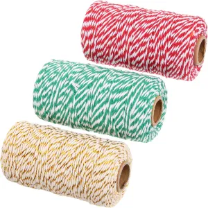 3pcs Cotton Rope Twine Rope Jute Twine Cotton Thread Wrapping Balls Ribbon Waxed Cotton Cord Cotton Reels Baler Pointed Cotton Buds Winder Arts Craft Decoration/4601