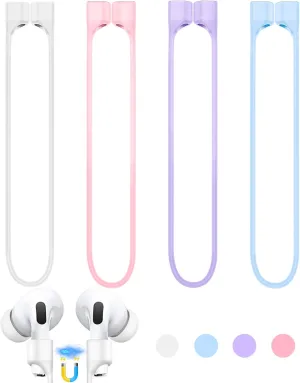 4 Pack AirPod Strap with Magnetic,AirPod Lanyard Anti-Lost Cord for Sports Anti-Loss,Air Pods Accessories Compatible with AirPods 4 Case 2024, Air Pod Pro 2nd/1st, 3,2/1-White Blue Pink Purple