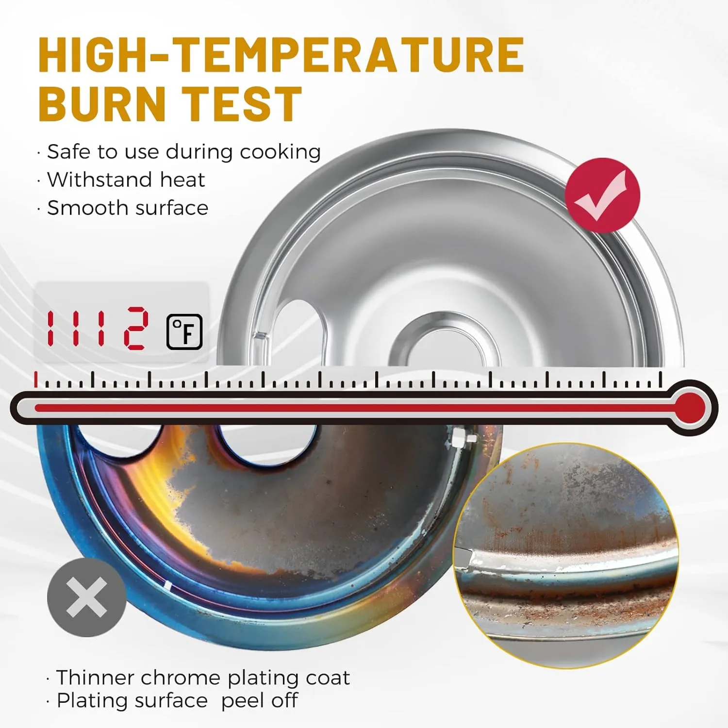 4 Pack Chrome Drip Pans, Compatible with Whirpool Kenmore Frigirate Stove Top Drip Bowls. Include 2 Pcs 6'' Range Replacement Drip Pans and 2 Pcs 8 '' Cooktop Drip Pans