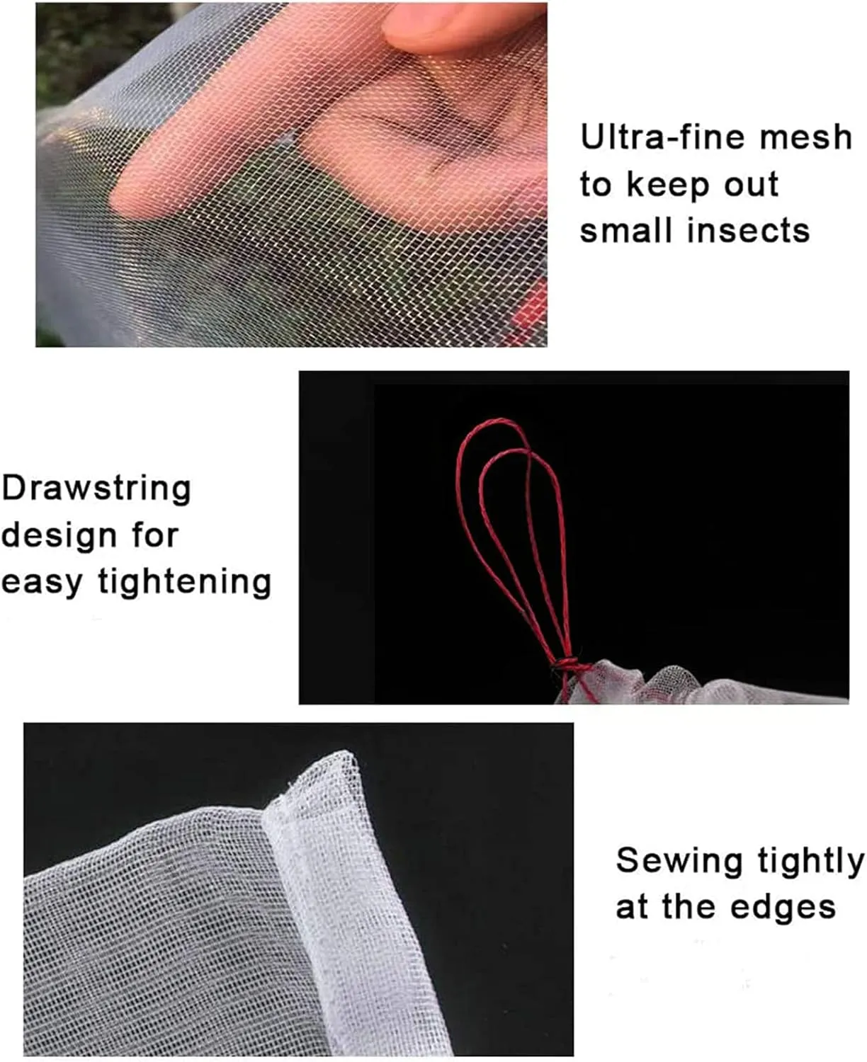 4 Pack Garden Neting Plant Insect Bird Barrier Mesh with Drawstring 4Ft x 4.6Ft Mesh Plant Covers Freeze Protection Tomato Barrier Bag for Garden Flower Blueberry Vegetables Fruits Bird Eating