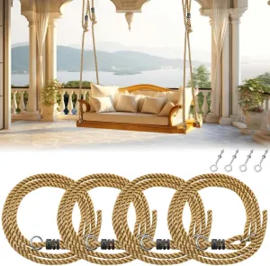 4 Pack Porch Swing Rope Kit Swing Bed Straps Holds 800 Lbs Adjustable Polypropylene Rope Heavy Duty Carabiners for Porch Garden Playground(118 Inches,10ft)