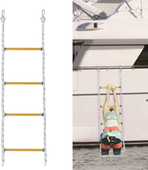 4 Step Boat Rope Ladder with Hook, Heavy Duty Fishing Boat Ladder Load Capacity 440 lbs, Portable Marine Rope Ladder, Climbing Boat Ladders Extension for Adults Inflatable Boat Dock