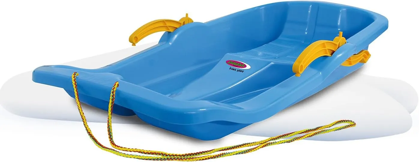 460365 460365-Snow Play Bob Karol with Brake 80cm Steering by Pulling The respective handbrake, Rope, Aerodynamic Construction, Durable, Blue
