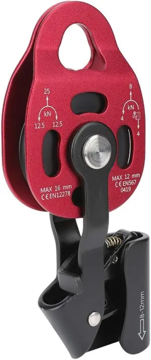 4kn Climbing Pulley, Aluminium Heavy Duty Single Swivel Rope Pulley Block Designed for 8-12mm Climbing Rope, Ideal for Rope Climbing and Pulley Systems