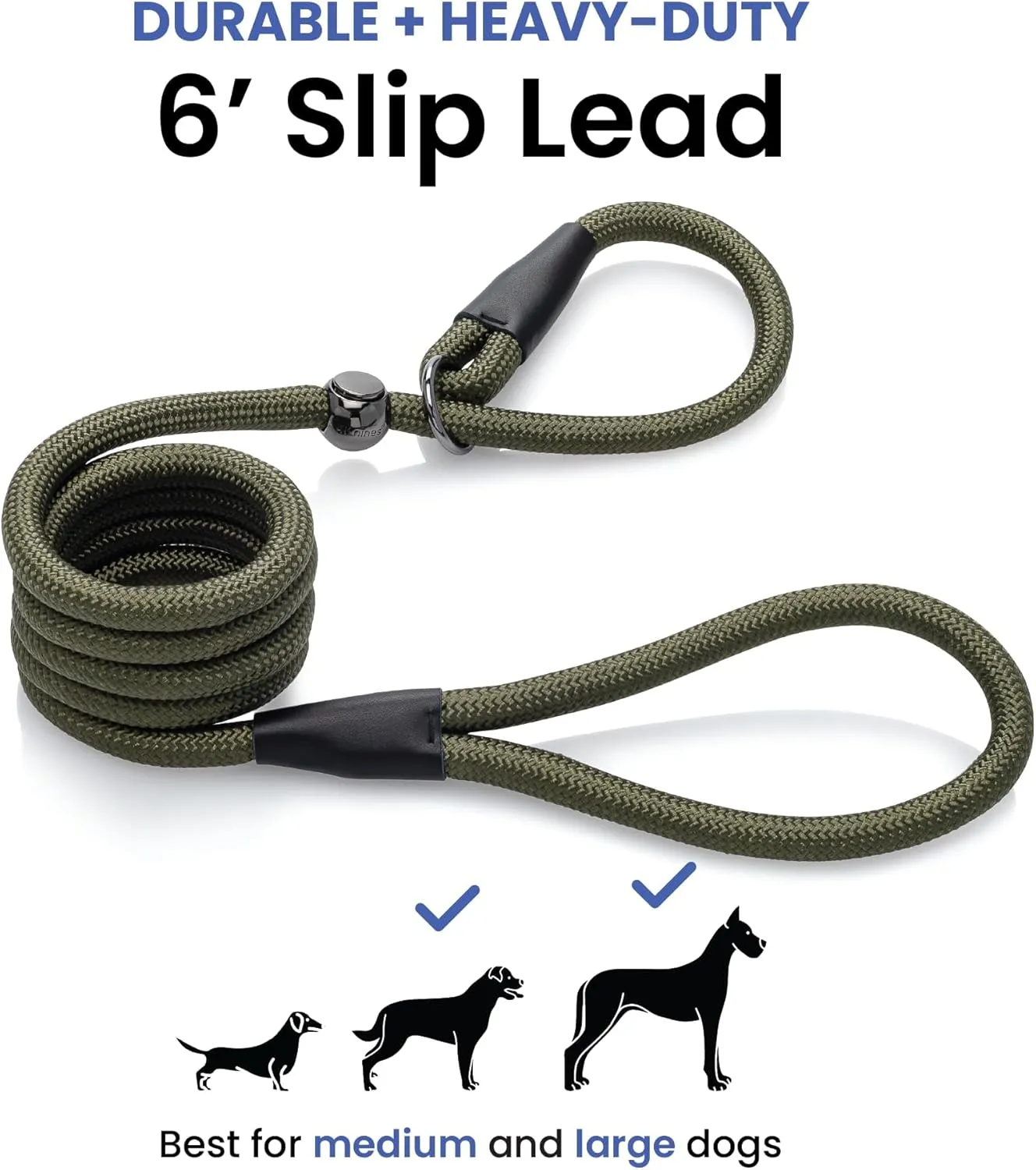 4Knines Durable Slip Lead Dog Leash with Adjustable Metal Slide Toggle, Mountain Climbing Rope, Dog Training Leash - 6FT (Pink)