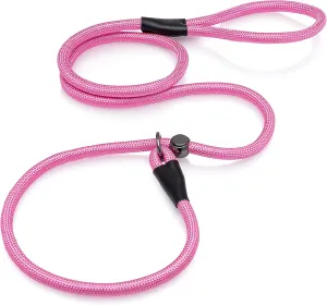 4Knines Durable Slip Lead Dog Leash with Adjustable Metal Slide Toggle, Mountain Climbing Rope, Dog Training Leash - 6FT (Pink)