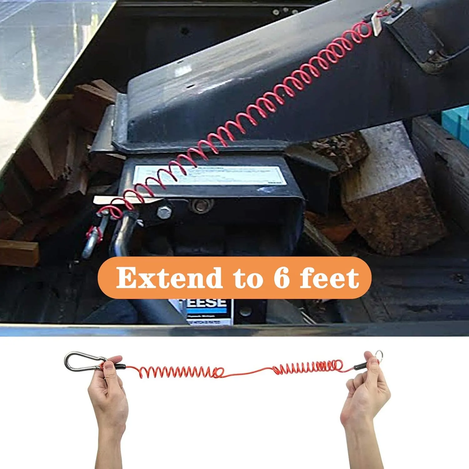 4Pcs Breakaway Trailer Cable, Trailer Brake Cable, RV Stainless Steel Spring Towing Coiled Wire, Heavy Duty Steel Wire Extend to 6ft Coiled Safety Cables Strap for RV Towing Trailer
