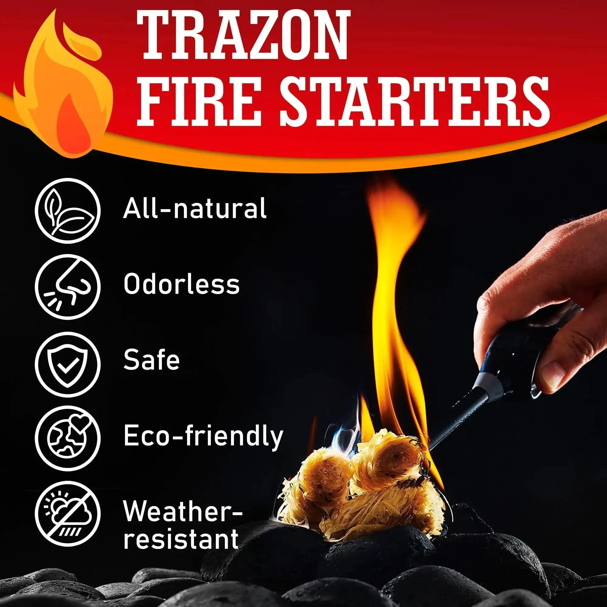 50 PCS Fire Starters for Indoor Fireplace Campfires Wood Stove Grill Charcoal Chimney