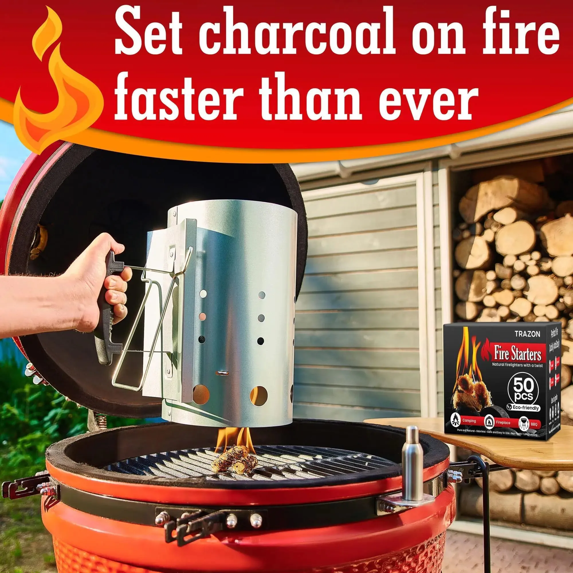 50 PCS Fire Starters for Indoor Fireplace Campfires Wood Stove Grill Charcoal Chimney