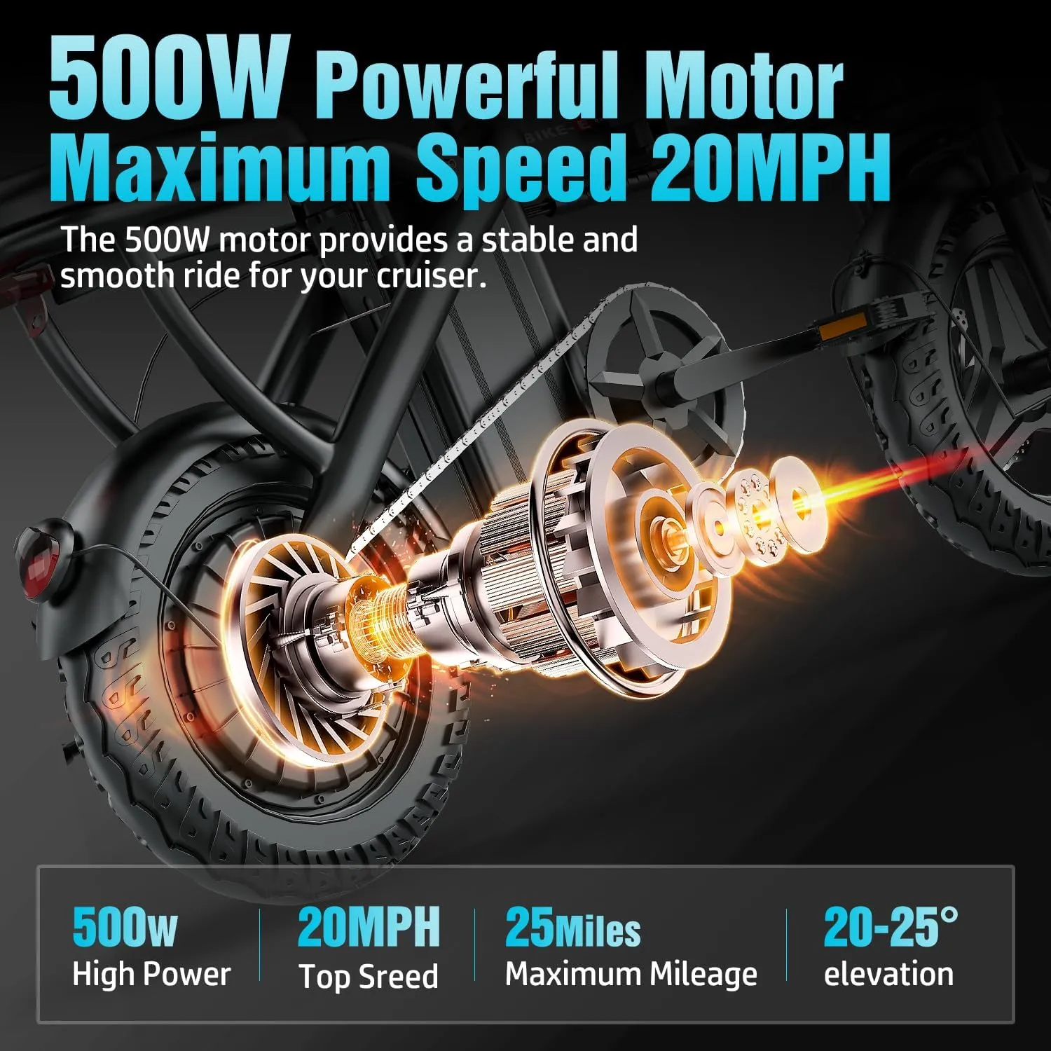 500W Electric Bike for Adults, 48V 10/13/15AH Removable Battery, 20/25MPH & 25/30 Miles, 14" Folding Commuter E Bike with 3 Modes, Shock Absorption