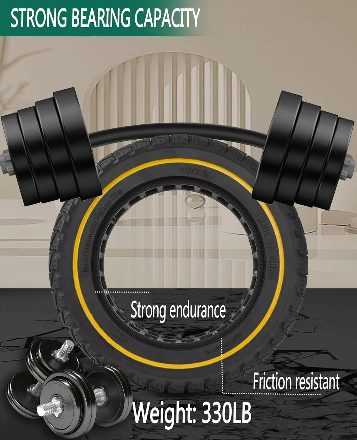 54-152 10X2 Solid Tire, 10 Inch Electric Scooter Wheels Replacement for iScooter i9s Swagtron Swagger 5 EVERCROSS EV10K PRO 10x2.125 Tubeless Front Rear Tyre, 50/75-6.1 Solid Rubber Tires