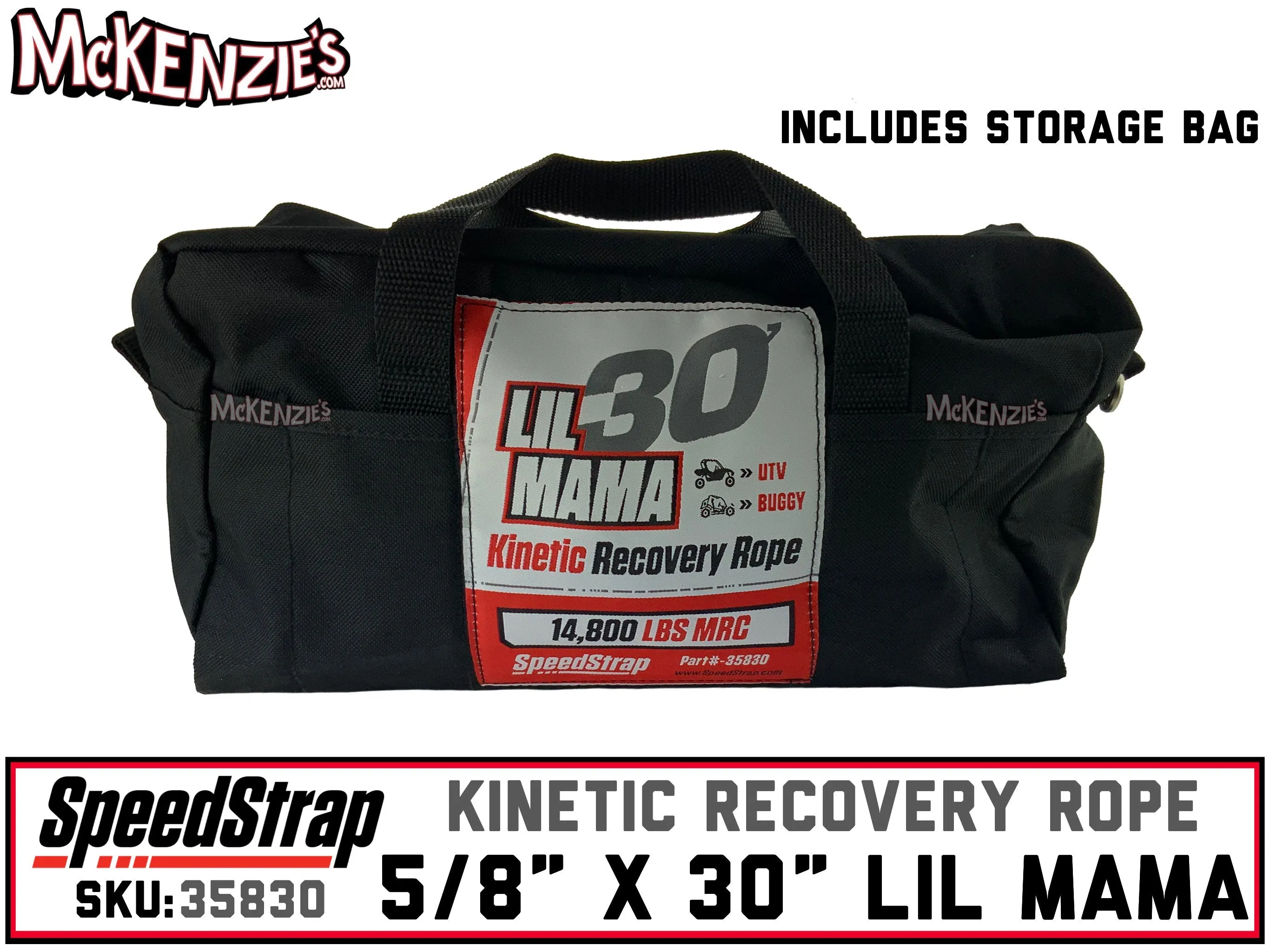 5/8" x 30FT LIL MAMA | Kinetic Recovery Rope | 14,800lbs MRC | Speed Strap 35830