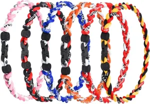 6 Pcs 18 Inch Baseball Necklaces Tornado Necklace 3 Colors Rope Sports Necklace Titanium Baseball Necklaces for Sport Fan