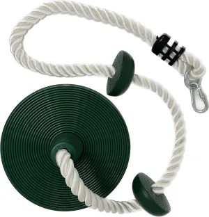 68" Tree Swing Climbing Rope with 2 Platforms and Green Disc Seat, Great for Trees and Swingsets
