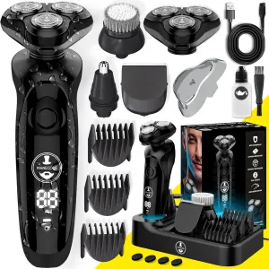 7-in-1 Electric Razor for Men with USB Charging Station - Shaver with Floating 8 Contouring Technology and IQ Cleaning Sensor