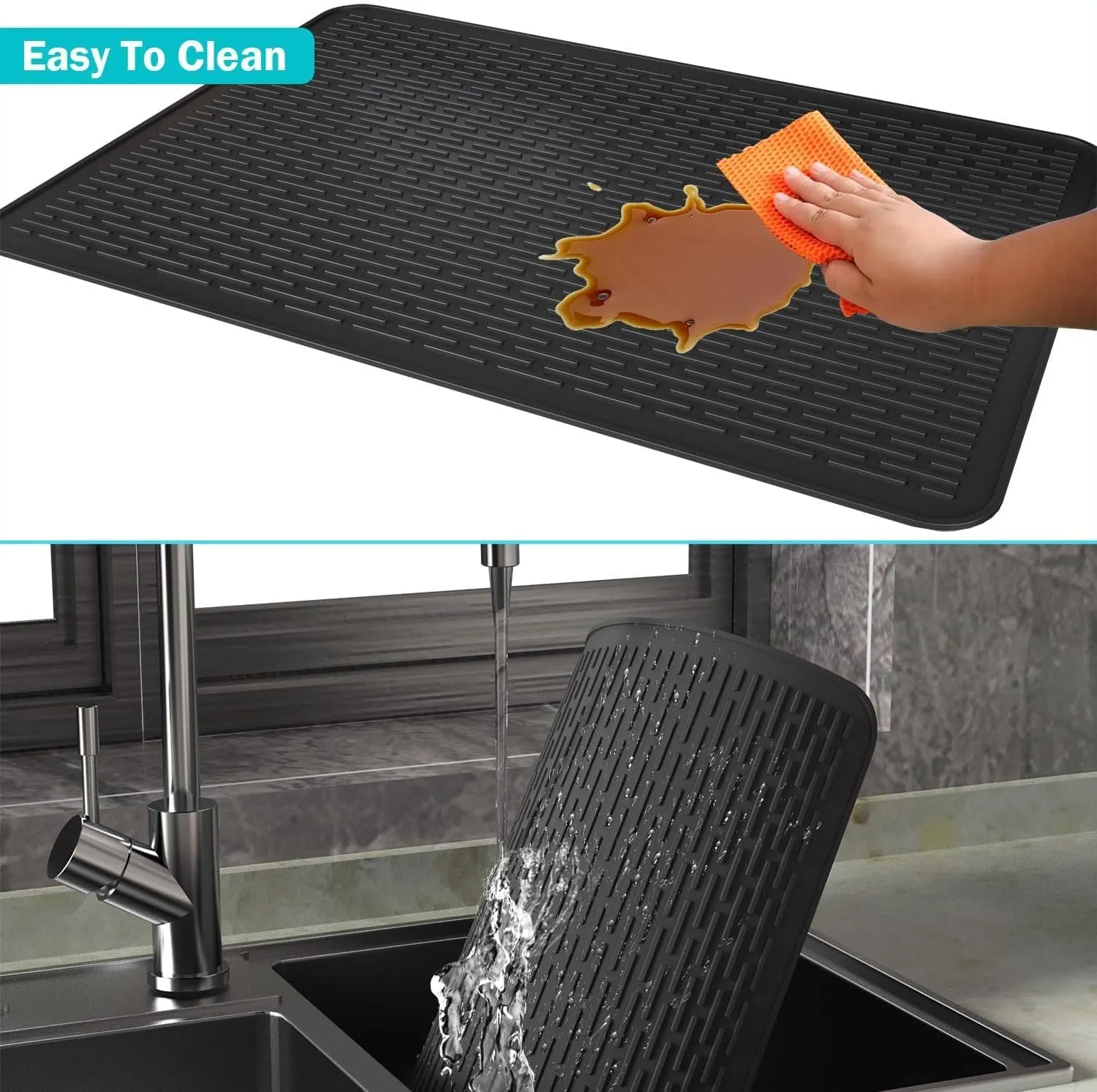 71X50Cm Black Silicone Stove Top Cover, Hob Covers for Electric Cookers, Induction Hob Protector Mat for Ceramic Hob, Heat Resistant Glass Top Cover