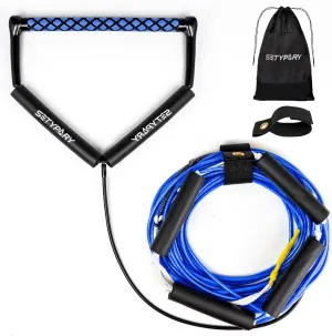 75FT No Stretch Dyneema Wakeboard Rope and Handle, 4 Sections Floating Wakeboard Tow Rope Water Ski Ropes for Wakeboarding, Waterskiing, Kneeboarding and Wakesurfing