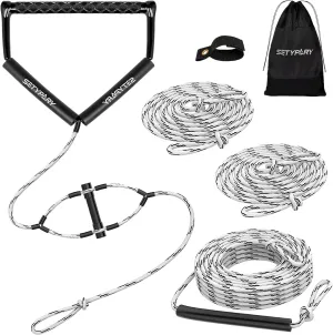 75FT Wakeboard Rope and Handle, Floating Water Ski Rope for Watersports, 4 Sections Ski Ropes for Water Skiing, Kneeboarding, Wakeboarding