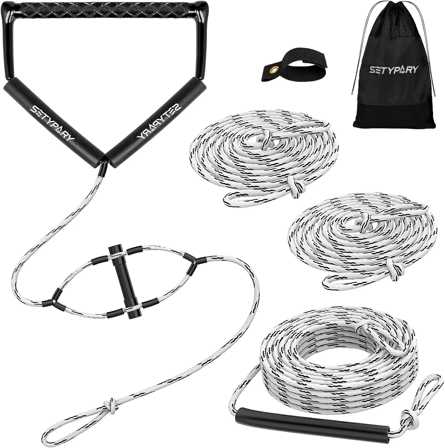75FT Wakeboard Rope and Handle, Floating Water Ski Rope for Watersports, 4 Sections Ski Ropes for Water Skiing, Kneeboarding, Wakeboarding