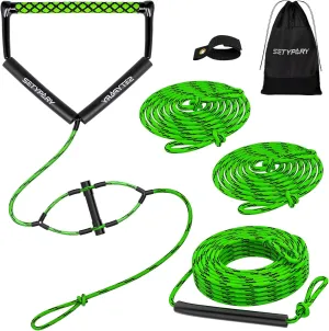 75FT Wakeboard Rope and Handle, Floating Water Ski Rope for Watersports, 4 Sections Ski Ropes for Water Skiing, Kneeboarding, Wakeboarding